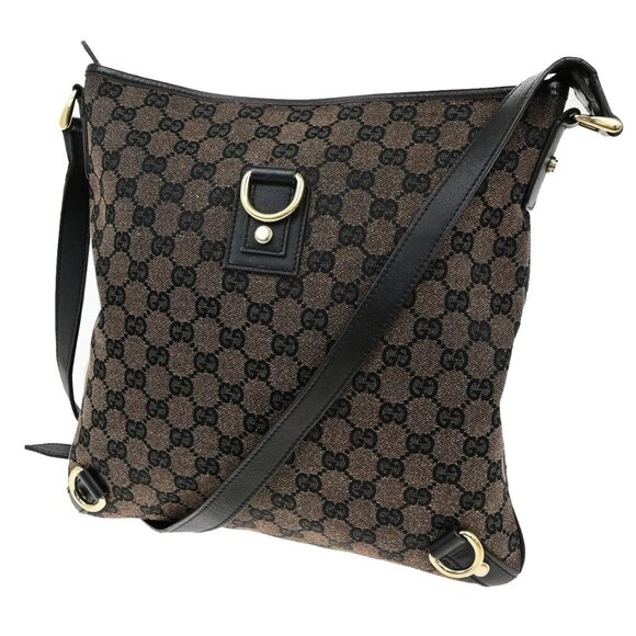 GUCCI Logo Abbey GG Pattern Shoulder Bag Canvas Leather Brown GHW Italy 80YH121 - Picture 1 of 15